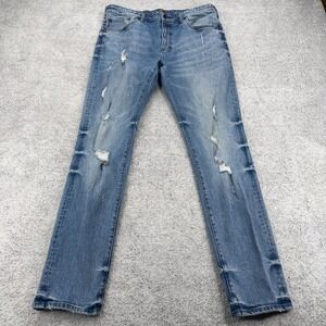 PRPS Jeans Mens 36x34 Blue Light Wash Skinny Distressed Ripped 5 Pocket Stretch